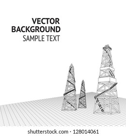 Oil derrick background with sample text. Vector illustration, eps 10, contains transparencies.