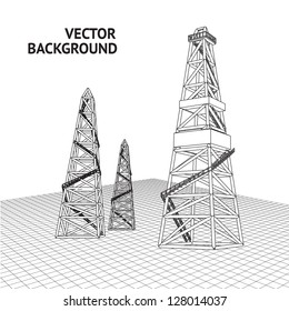 Oil derrick background for your text. Vector illustration, eps 10, contains transparencies.