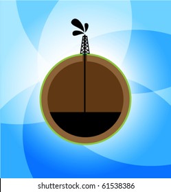 Oil derrick and the empty earth. Oil.