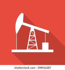 Oil derrick flat style icon with long shadow, vector illustration,eps 10.