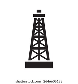 Ícone de glifo derrick de petróleo para a indústria de extração de petróleo exploração de combustível fóssil e perfuração de gás vetor gráfico design vetor ícone de glifo sólido