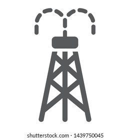 Oil derrick glyph icon, tower and industry, oil rig sign, vector graphics, a solid pattern on a white background, eps 10.