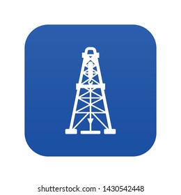 Oil derrick icon blue vector isolated on white background