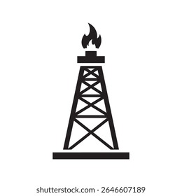 Ícone de derrick de petróleo para a indústria de petróleo em terra representando exploração de combustível fóssil e perfuração para petróleo bruto e gás natural vetor ícone de glifo sólido
