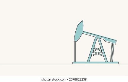 Oil derrick icon. Thin line style banner