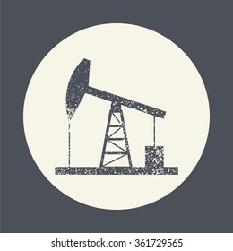 Oil derrick icon. Vintage style simple flat vector illustration, EPS 10.