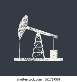 Oil derrick icon. Vintage style simple flat vector illustration, EPS 10.