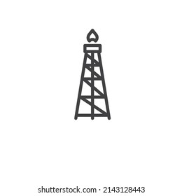 Oil derrick line icon. linear style sign for mobile concept and web design. Drilling rig outline vector icon. Symbol, logo illustration. Vector graphics