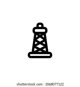 Oil Derrick Line Icon, Vector Template