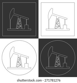 Oil derrick line icons. Contour plots. Vector illustration.