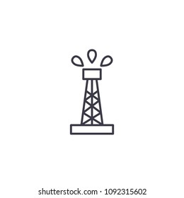 Oil derrick linear icon concept. Oil derrick line vector sign, symbol, illustration.