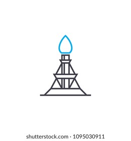 Oil derrick linear icon concept. Oil derrick line vector sign, symbol, illustration.