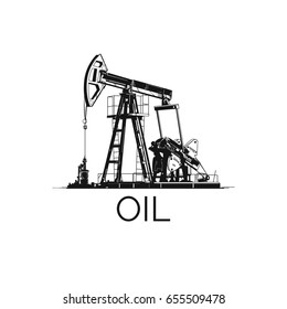 Oil derrick. Nice icon. The dig for extraction of minerals. Good technical illustration. Isolated on a white background.