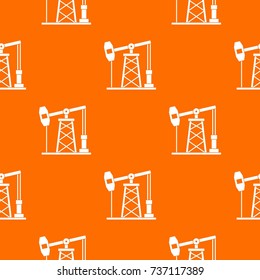 Oil derrick pattern repeat seamless in orange color for any design. Vector geometric illustration