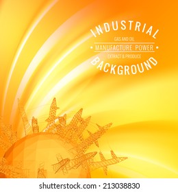 Oil derrick planet over abstract background. Vector illustration.