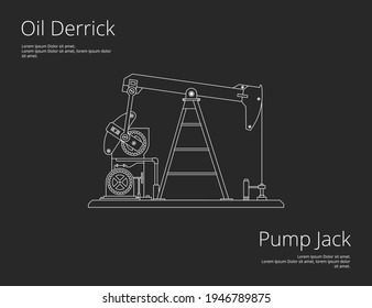 Oil Derrick Pump jack line art outline vector illustration isolated object on background