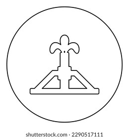Oil derrick rig gusher icon in circle round black color vector illustration image outline contour line thin style