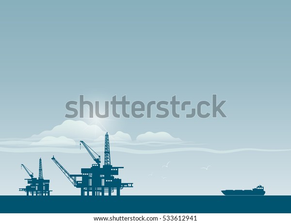 Oil derrick in sea\
for industrial design.