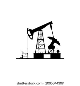 Oil Derrick Silhouette Isolated Pump Jack Icon. Vector Oil Industry Factory Plant, Drilling Pumps, Petroleum Production Station. Chemical Platform, Gasoline Oilfield With Pump Jacks, Cranes