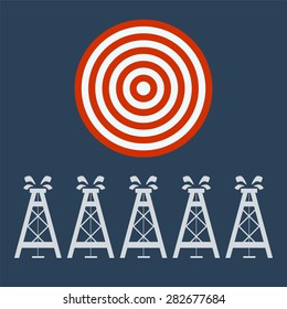 oil derrick under target, business concept