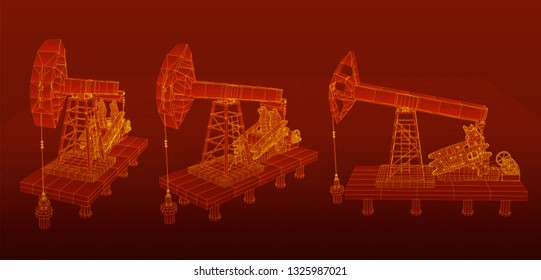 oil derrick. vector 3d object. mining of minerals.