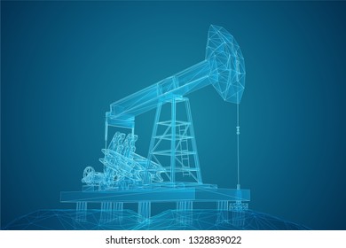 oil derrick. vector 3d object. mining of minerals.