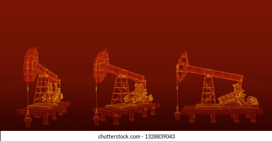 oil derrick. vector 3d object. mining of minerals.