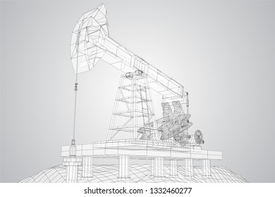 oil derrick. vector 3d object. mining of minerals.
