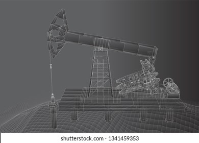 oil derrick. vector 3d object. mining of minerals.