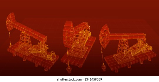 oil derrick. vector 3d object. mining of minerals.