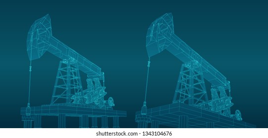 oil derrick. vector 3d object. mining of minerals.