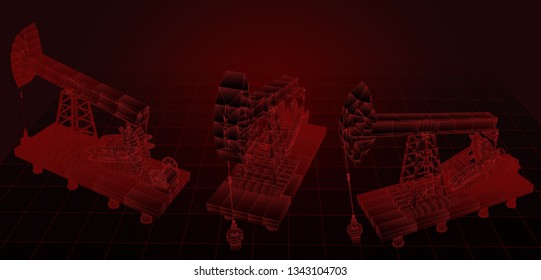 oil derrick. vector 3d object. mining of minerals.