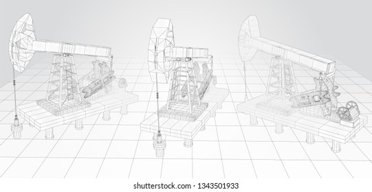 oil derrick. vector 3d object. mining of minerals.