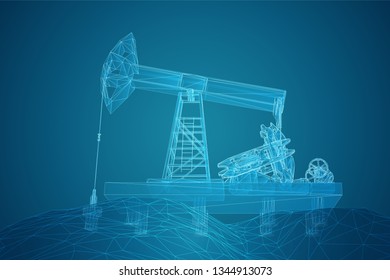 oil derrick. vector 3d object. mining of minerals.