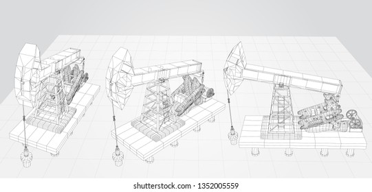 oil derrick. vector 3d object. mining of minerals.