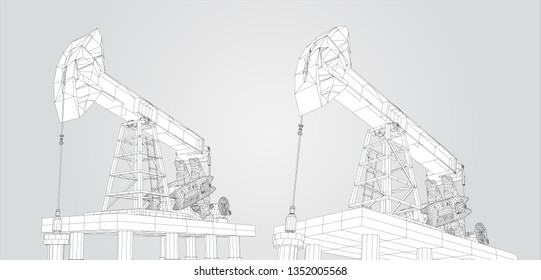 oil derrick. vector 3d object. mining of minerals.