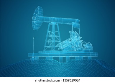 oil derrick. vector 3d object. mining of minerals.