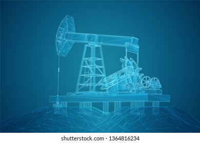 oil derrick. vector 3d object. mining of minerals.