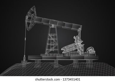 oil derrick. vector 3d object. mining of minerals.