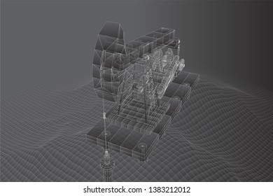 oil derrick. vector 3d object. mining of minerals.