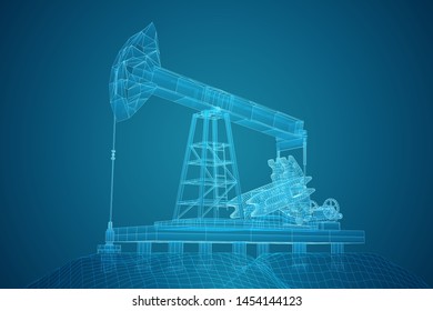 oil derrick. vector 3d object. mining of minerals.