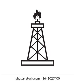 Oil derrick vector icon. Oil production icon. Oil tower flat sign design. Derrick symbol pictogram