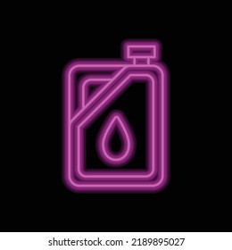 Oil, diesel simple icon vector. Flat design. Purple neon on black background.ai