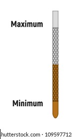 Oil dipstick. Measurements. Vector illustration. Transport industry. Minimum and maximum level