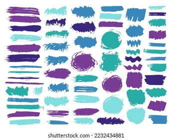 Oil distorted brush stroke vector bundle. Freehand inkblot streak casual shapes. Dab stain textured label stencil group. Daub oil spots drawing.