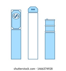 Oil, Dollar And Gold Chart Concept Icon. Thin Line With Blue Fill Design. Vector Illustration.