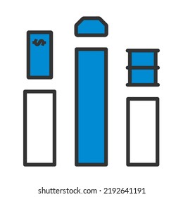 Oil, Dollar And Gold Chart Concept Icon. Editable Bold Outline With Color Fill Design. Vector Illustration.