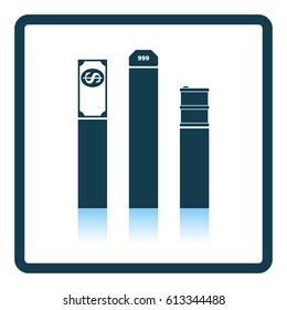 Oil, dollar and gold chart concept icon. Shadow reflection design. Vector illustration.