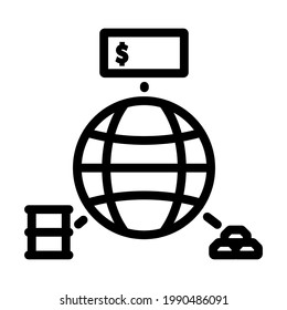 Oil, Dollar And Gold With Planet Concept Icon. Bold outline design with editable stroke width. Vector Illustration.