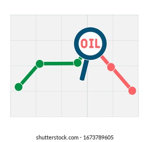 Oil down graphic - vector concept illustration. Fuel catastrophic prices. The global financial crisis infographic.